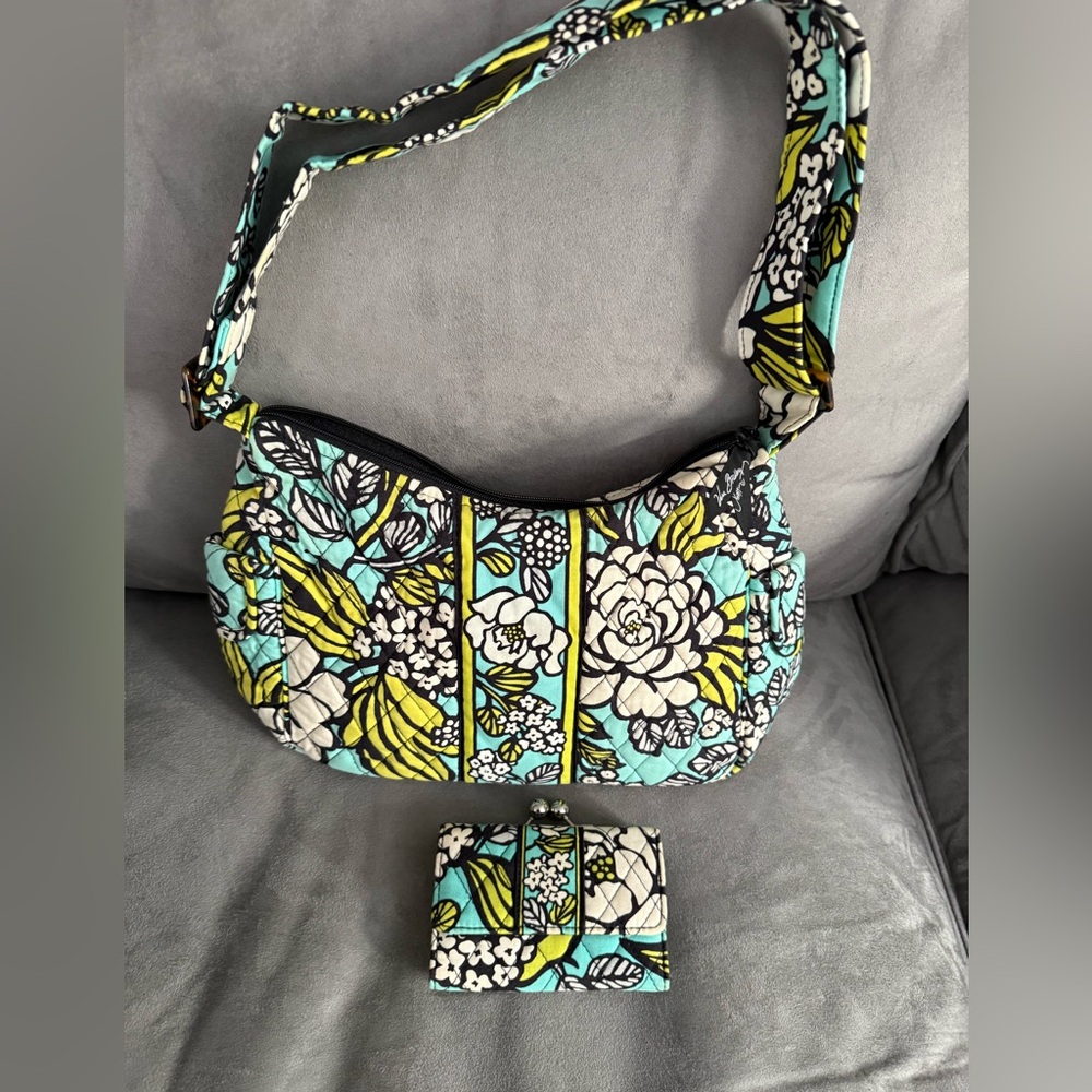 Vera Bradley Blue and Green Floral Shoulder Bag Set